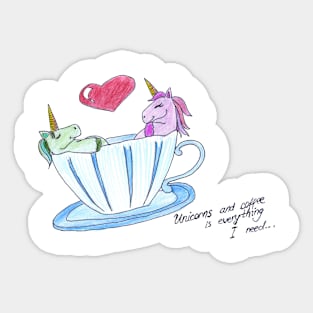 Unicorn in a cup cute gift blue and purple uniconio Sticker